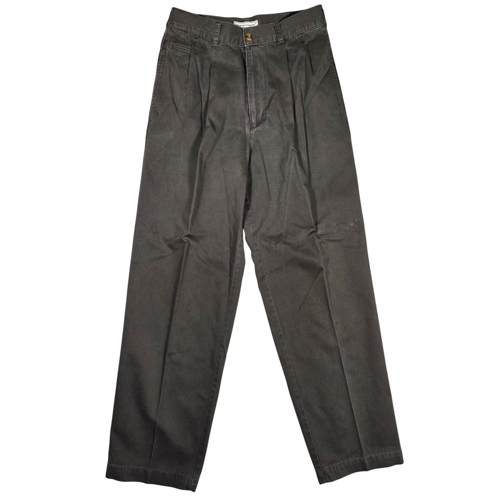Bugle Boy Company Mens 30x32 Pleated Chinos Charcoal Gray Cotton Twill Pants